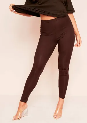 Alma Brown Stitch Detail Ribbed Leggings