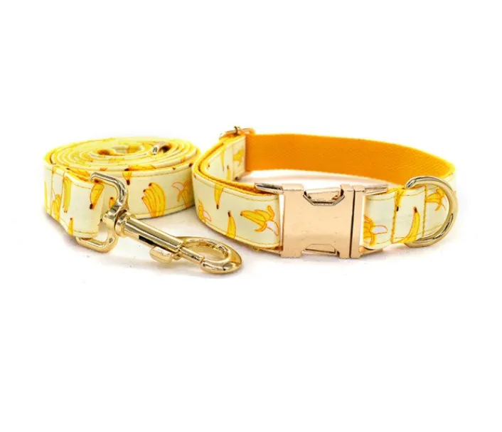 Banana Bow Collar Leash | Personalized Dog ID Collar