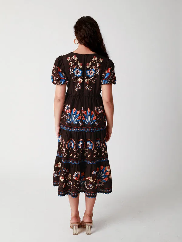 Black Garden Printed Wrap Dress