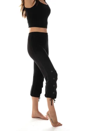 Black Leggings with Buttons Details