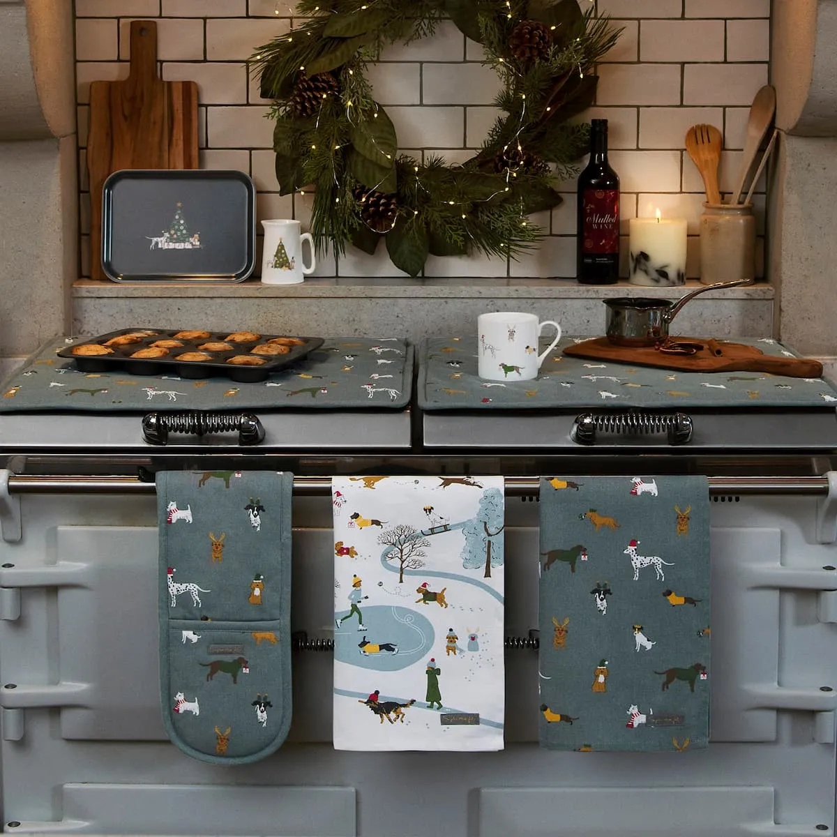 Christmas Dogs Tea Towel (Set of 2)
