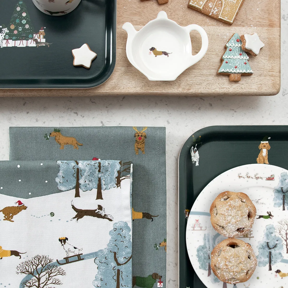 Christmas Dogs Tea Towel (Set of 2)