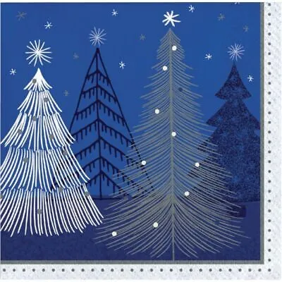 Christmas Silver Snowfall Beverage Napkins | 16ct