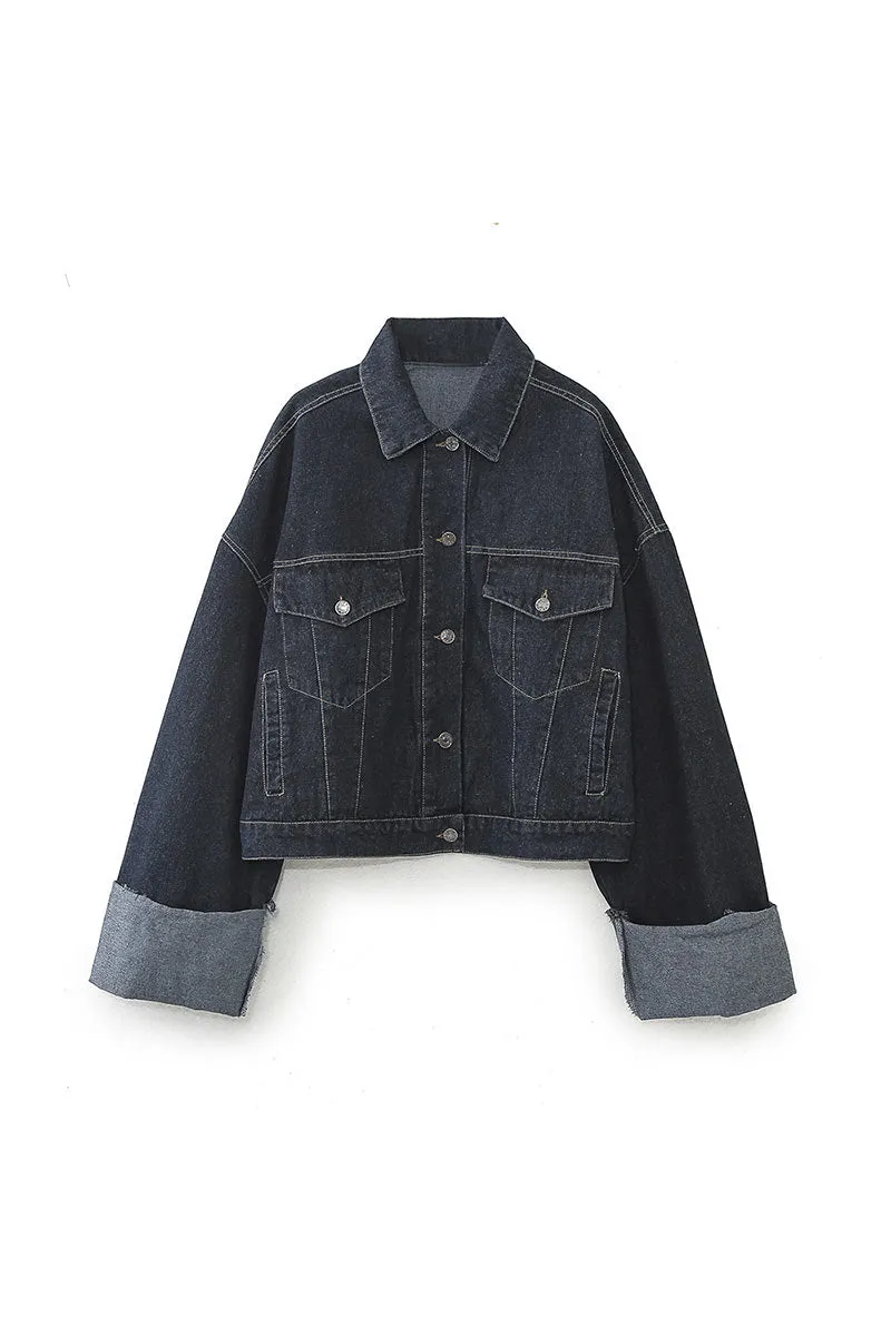 CK655 Fold-Sleeve Pocket Denim Jacket