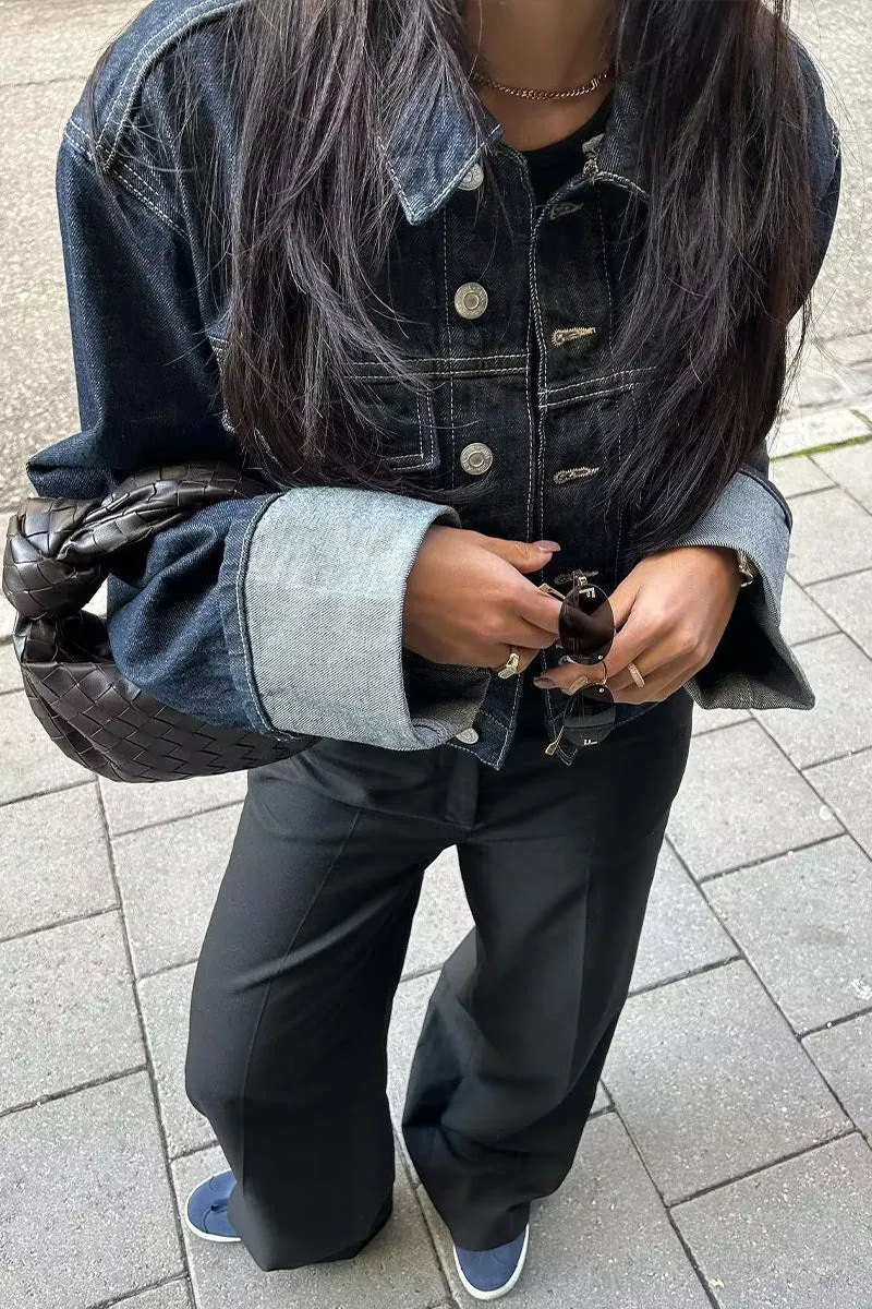 CK655 Fold-Sleeve Pocket Denim Jacket