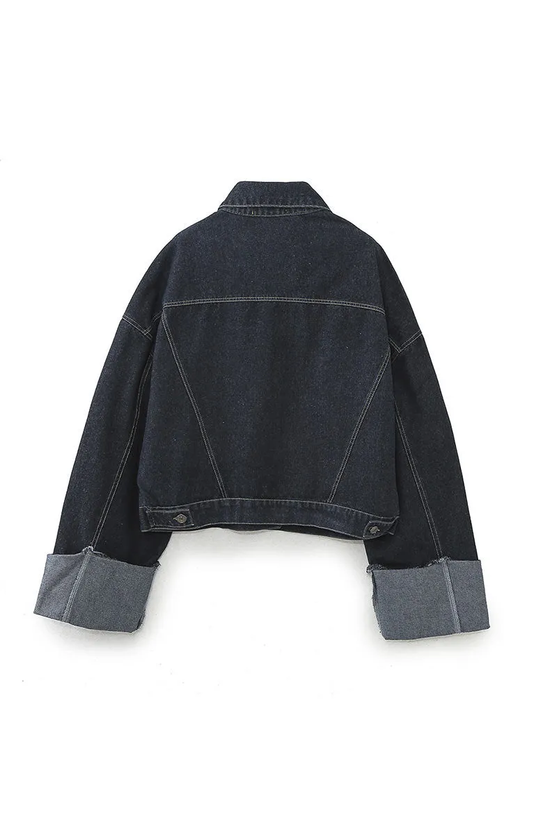 CK655 Fold-Sleeve Pocket Denim Jacket