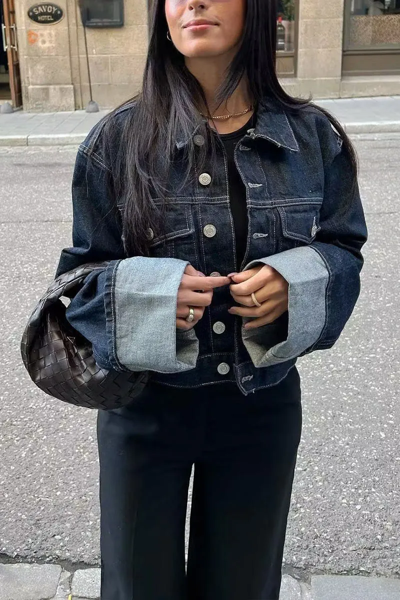 CK655 Fold-Sleeve Pocket Denim Jacket