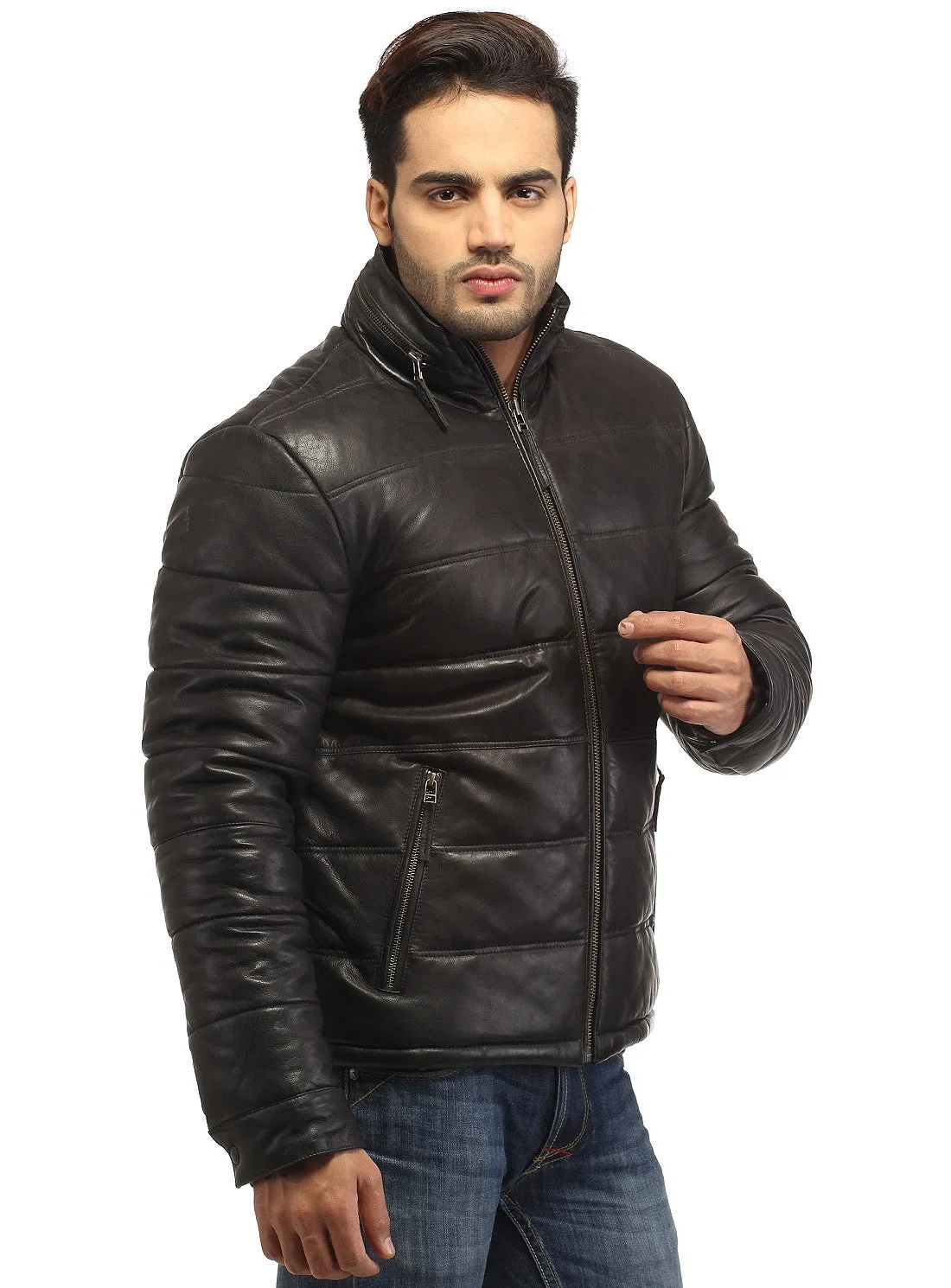 Hayward L- Best Seller Puffer Men's Real Soft Lamb Leather Puffer Jacket