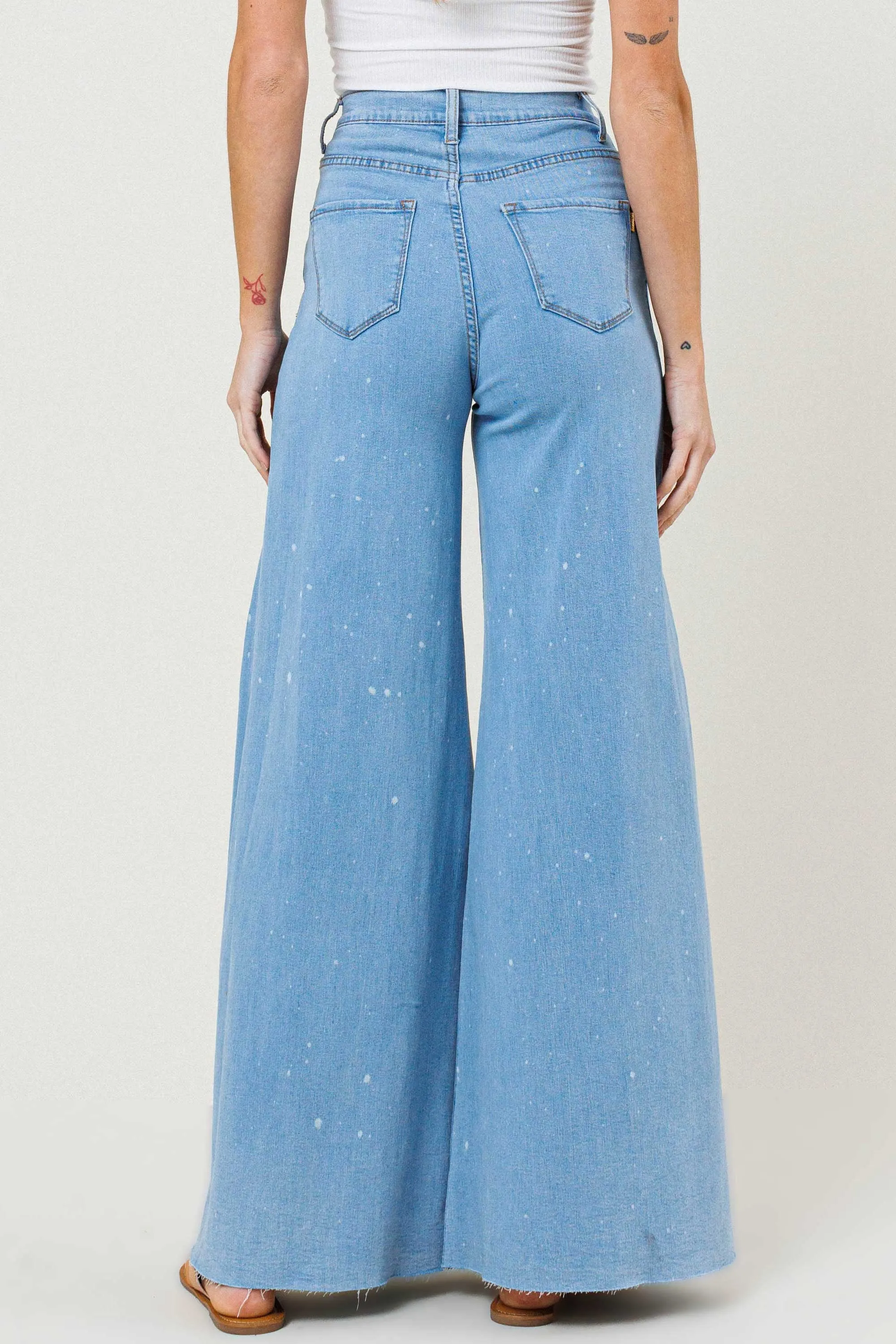 High Waisted Wide Leg Stretch with Paint Splatter Detail