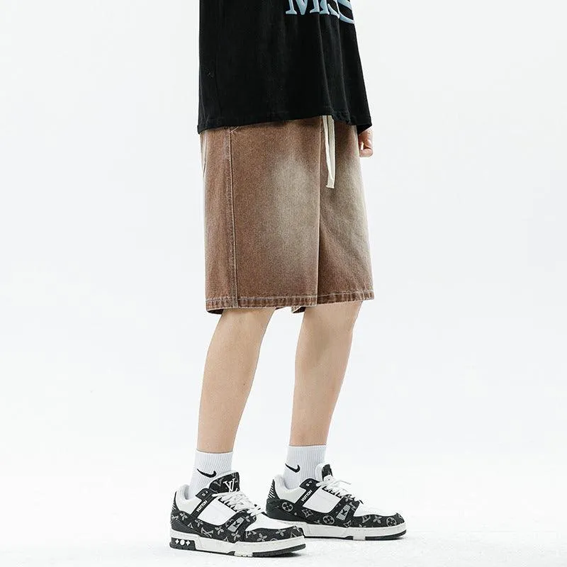 Men's Light Color Retro Straight Denim Shorts