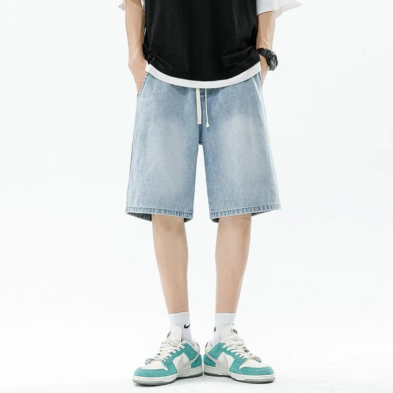 Men's Light Color Retro Straight Denim Shorts