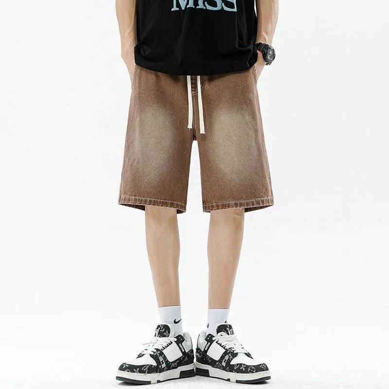 Men's Light Color Retro Straight Denim Shorts