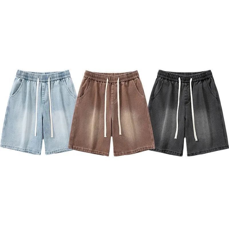 Men's Light Color Retro Straight Denim Shorts