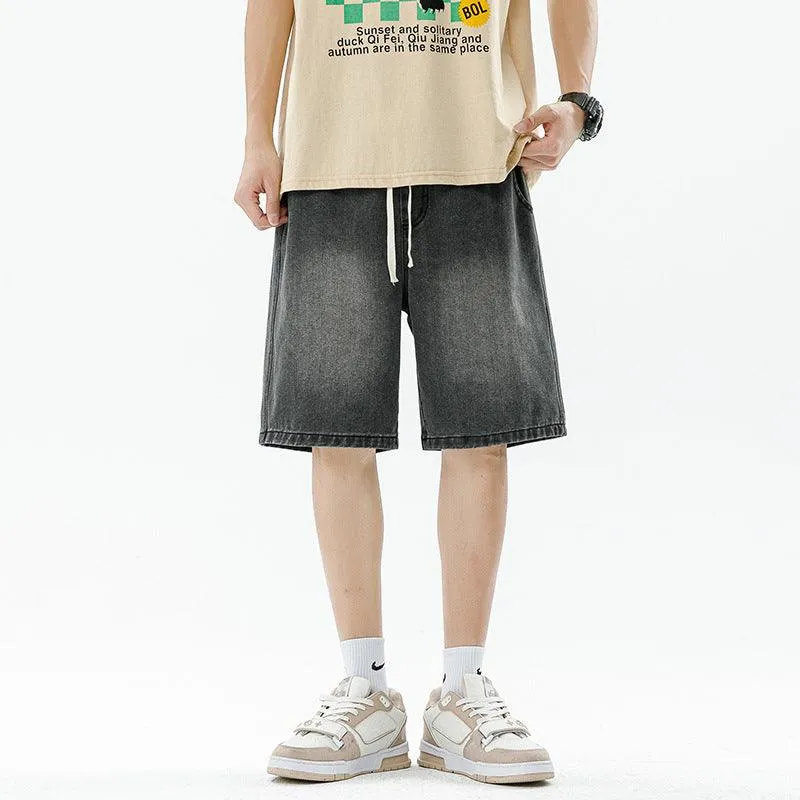 Men's Light Color Retro Straight Denim Shorts