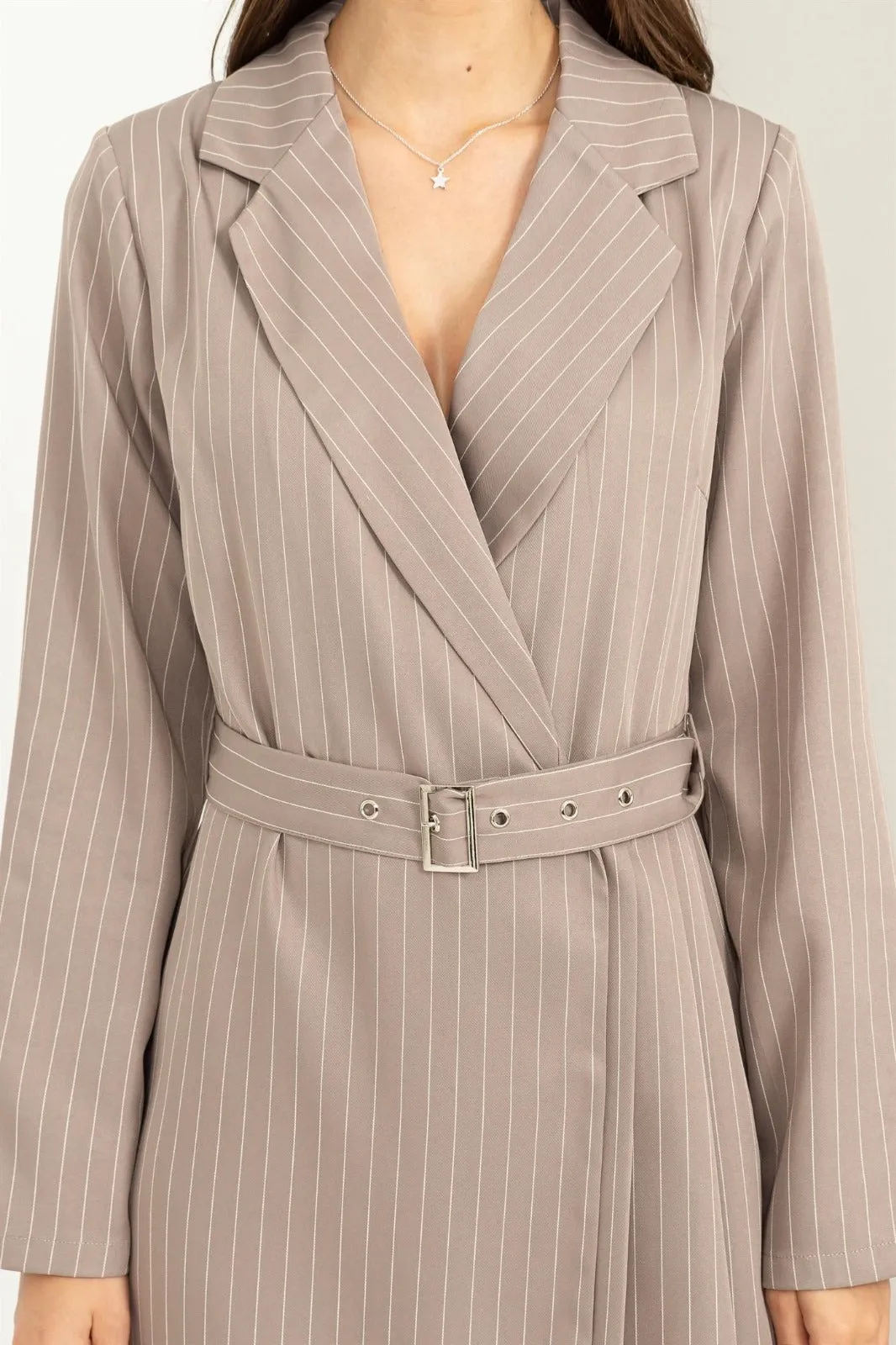MILENA - WRAP SHORT PINSTRIPE DRESS