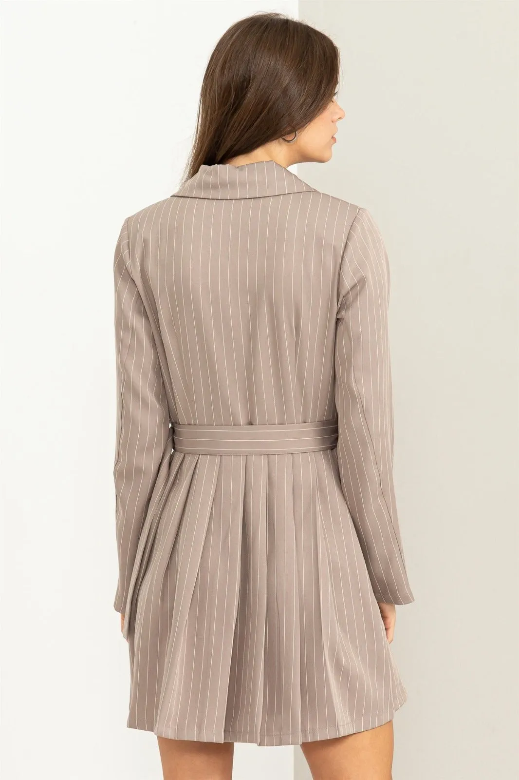 MILENA - WRAP SHORT PINSTRIPE DRESS
