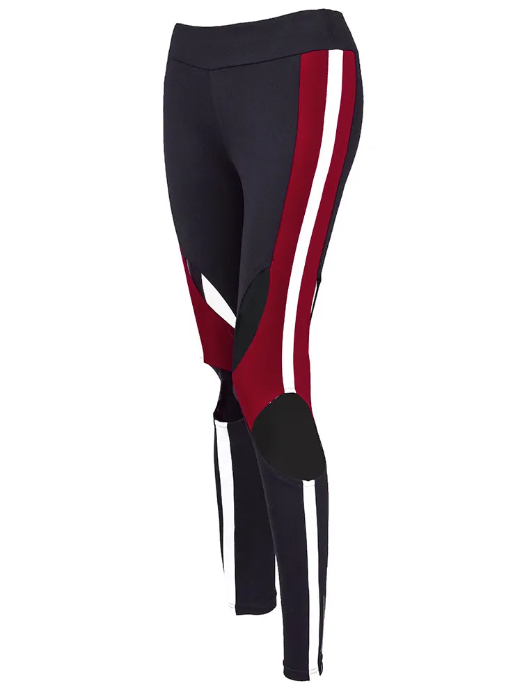 MIP OPEN RIPPED LEGGINGS WITH CONTRAST PANEL DESIGN