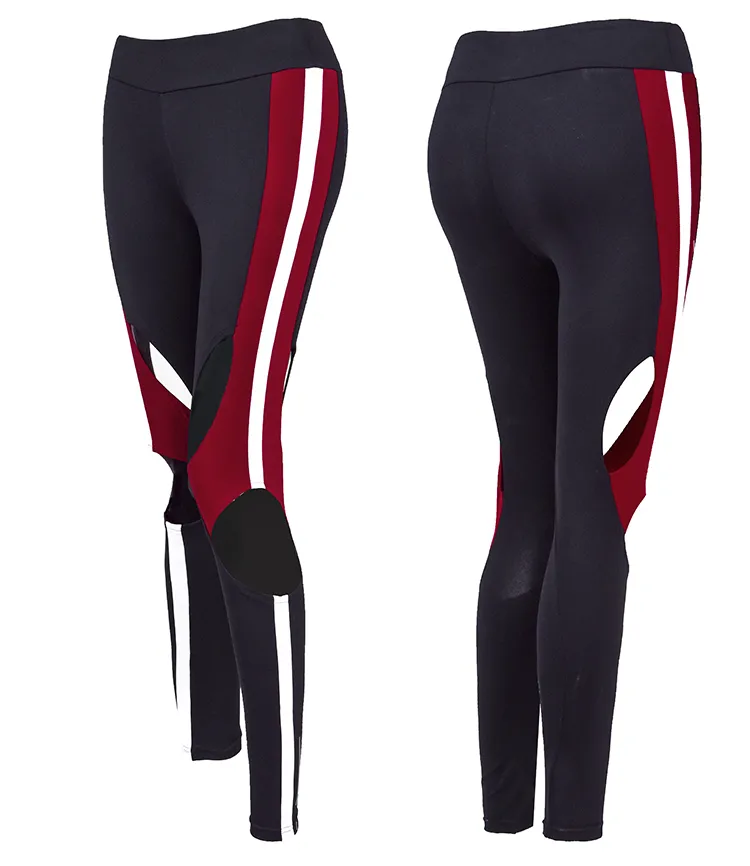 MIP OPEN RIPPED LEGGINGS WITH CONTRAST PANEL DESIGN