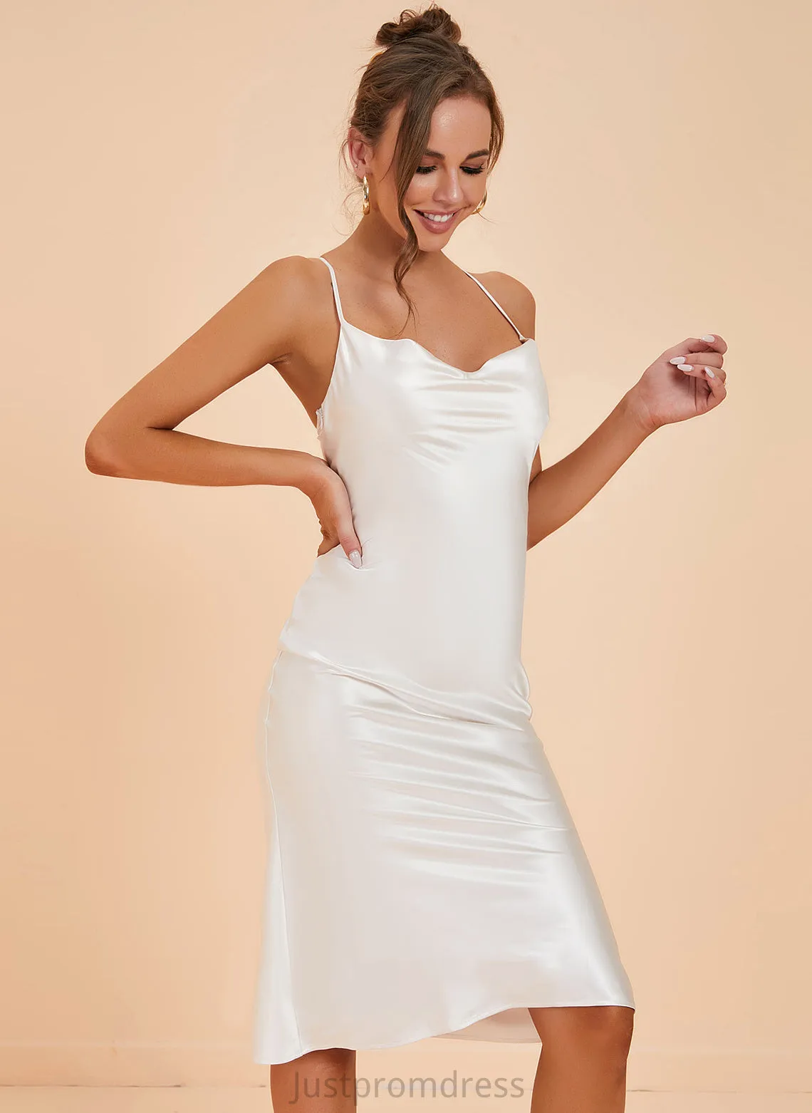 Neck Cowl Sexy Club Dresses Sally Sleeveless Midi Dresses Polyester Bodycon