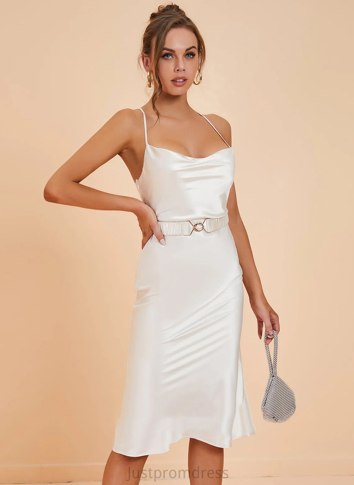 Neck Cowl Sexy Club Dresses Sally Sleeveless Midi Dresses Polyester Bodycon