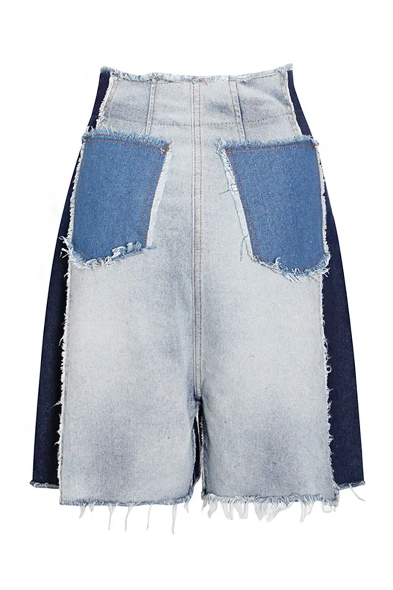 PD271 Patched Denim Shorts