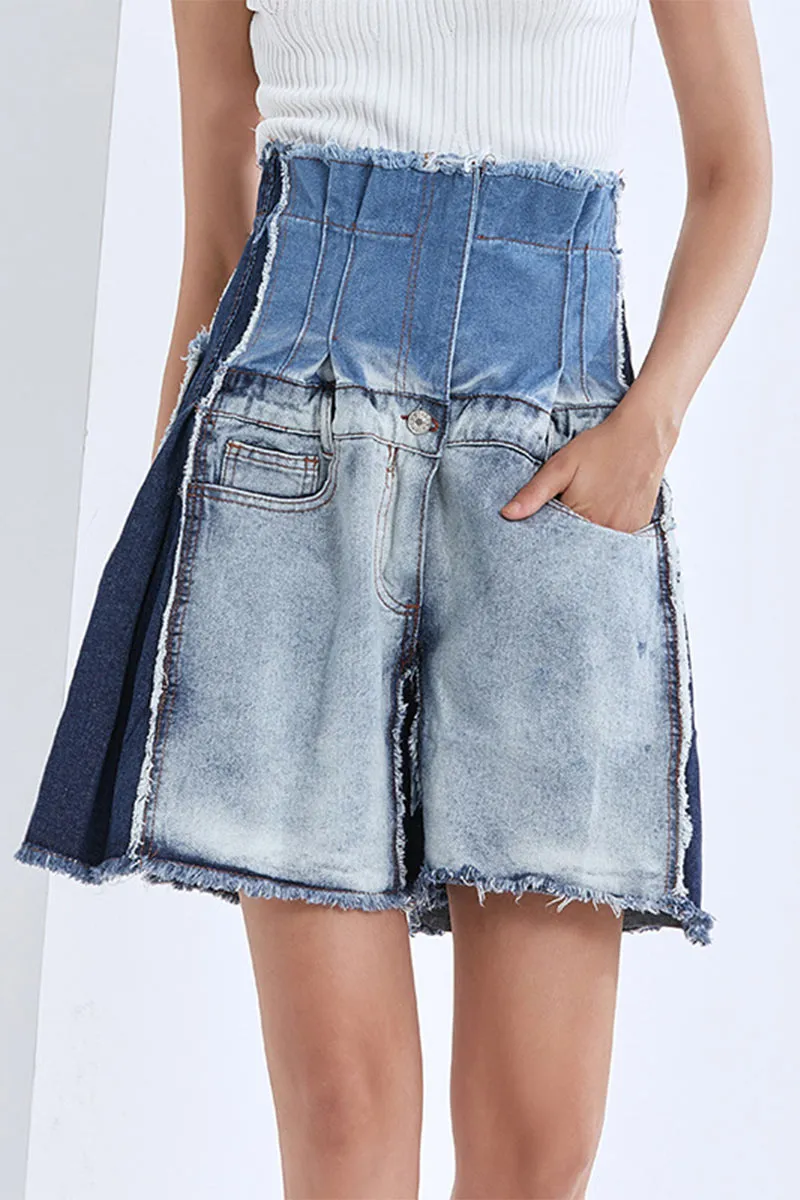 PD271 Patched Denim Shorts