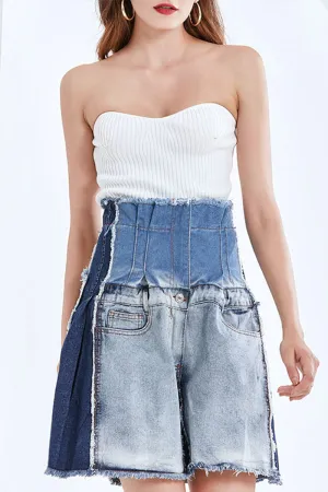 PD271 Patched Denim Shorts