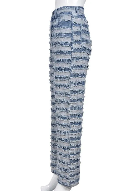 PZ503 Ripped Denim Straight Jeans