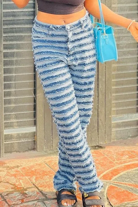 PZ503 Ripped Denim Straight Jeans