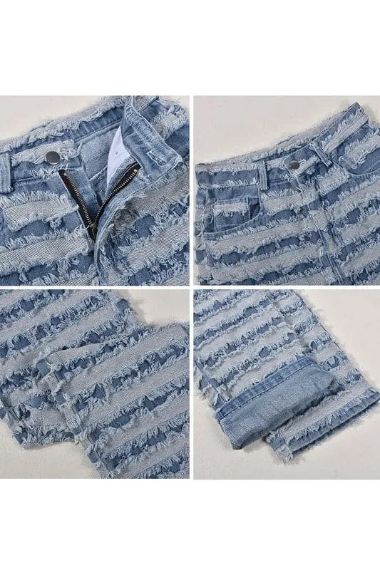 PZ503 Ripped Denim Straight Jeans