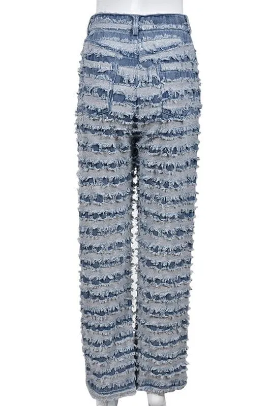 PZ503 Ripped Denim Straight Jeans