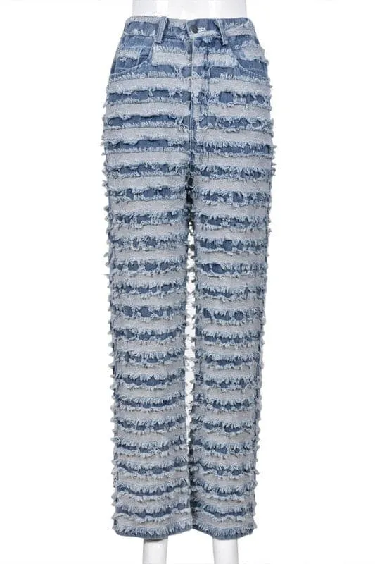 PZ503 Ripped Denim Straight Jeans
