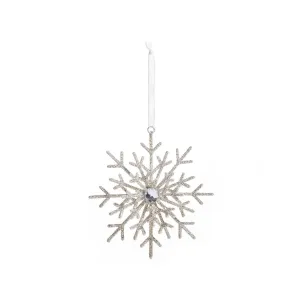 RAZ Glitter Snowflake Ornament Silver 12.5cm