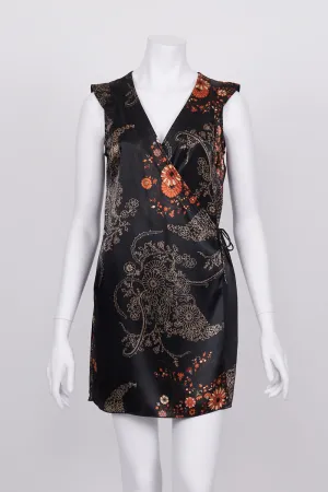 Sportsgirl Black Patterned Wrap Dress 10