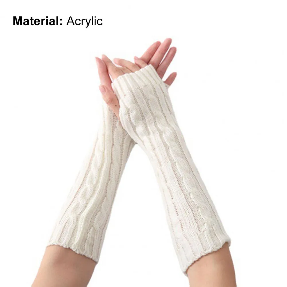 Twist Pattern Solid Color Autumn Winter Thick Warm gloves Over sleeve Arm Warmer