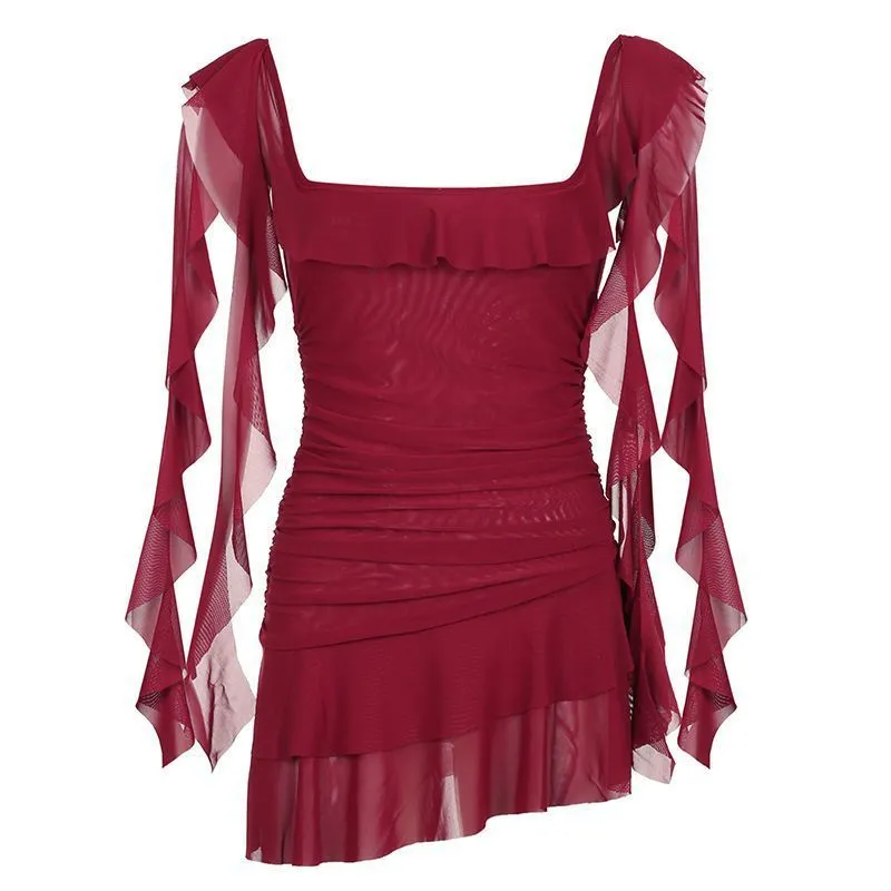 Vacation Style Ruffled Dress (Spaghetti Straps)- FashionZapp
