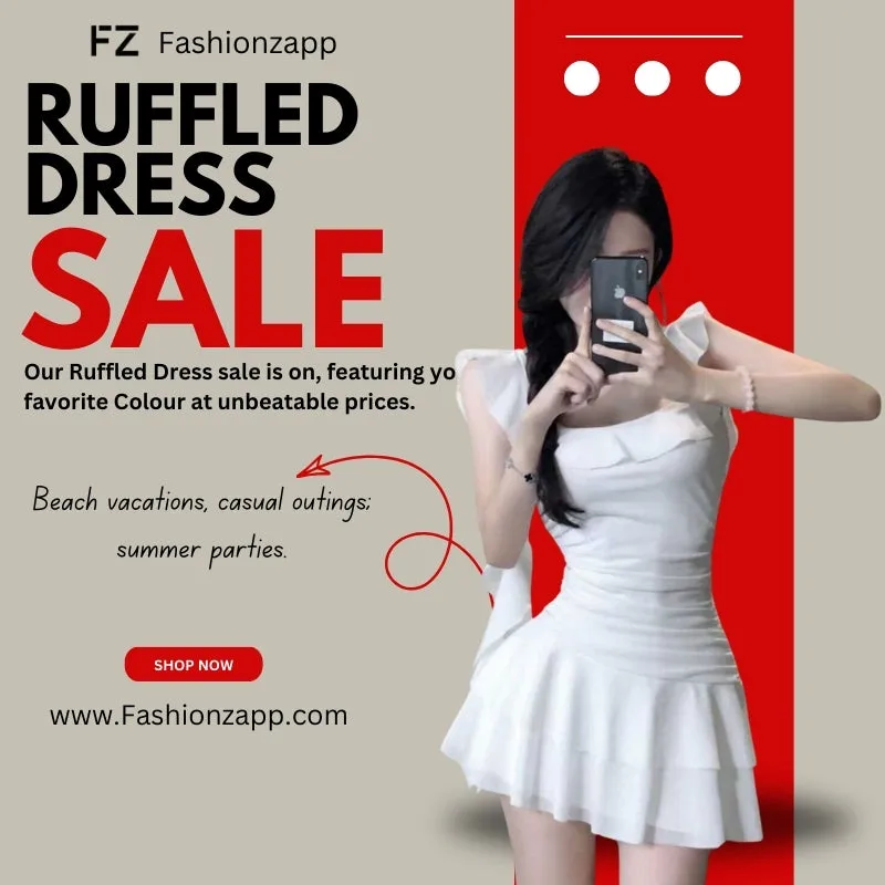 Vacation Style Ruffled Dress (Spaghetti Straps)- FashionZapp