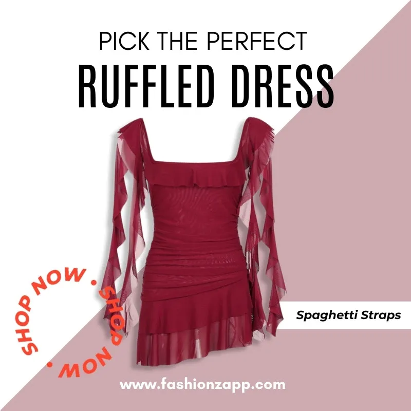 Vacation Style Ruffled Dress (Spaghetti Straps)- FashionZapp