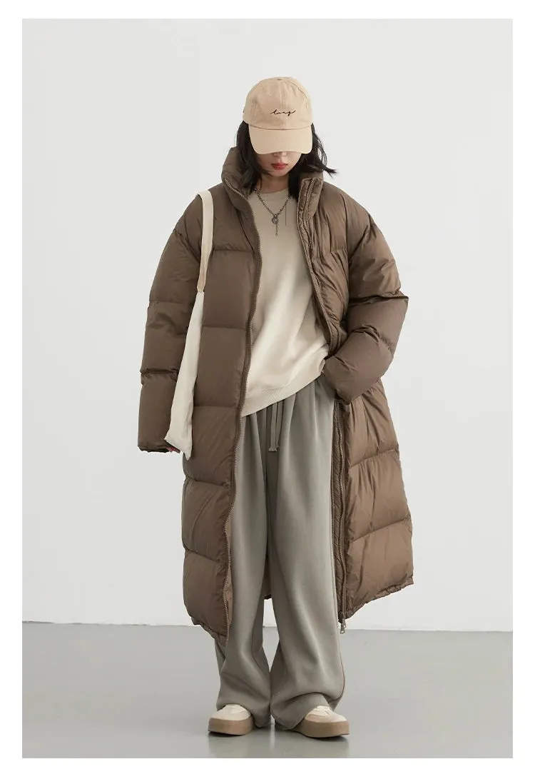 Warm Chic Long Thick Puffer Jacket Autumn Coat Knee Length Jacket