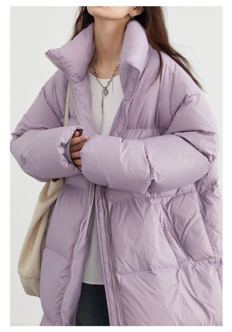 Warm Chic Long Thick Puffer Jacket Autumn Coat Knee Length Jacket
