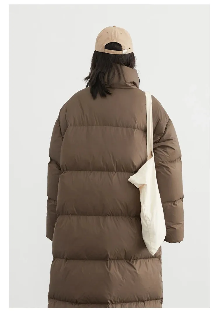 Warm Chic Long Thick Puffer Jacket Autumn Coat Knee Length Jacket