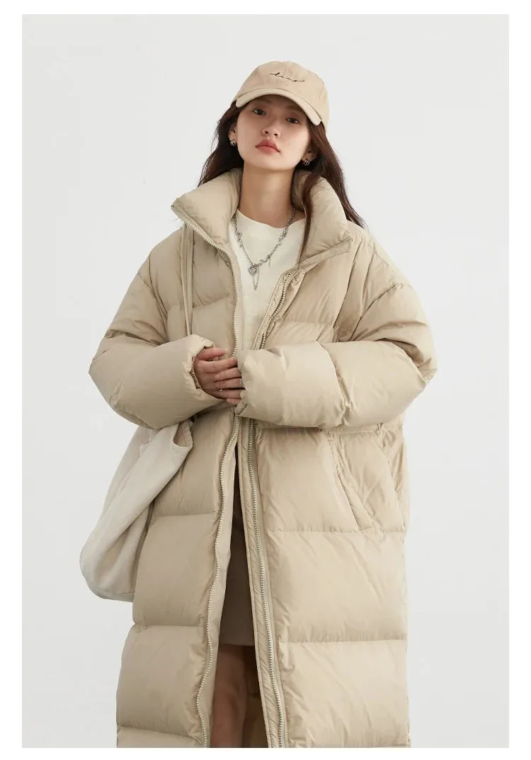 Warm Chic Long Thick Puffer Jacket Autumn Coat Knee Length Jacket