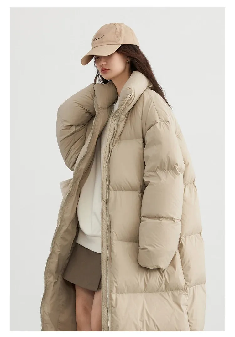 Warm Chic Long Thick Puffer Jacket Autumn Coat Knee Length Jacket
