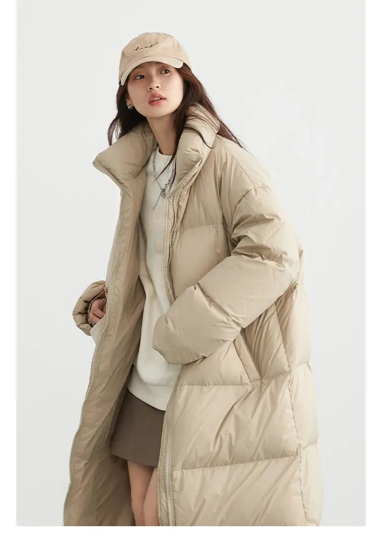 Warm Chic Long Thick Puffer Jacket Autumn Coat Knee Length Jacket