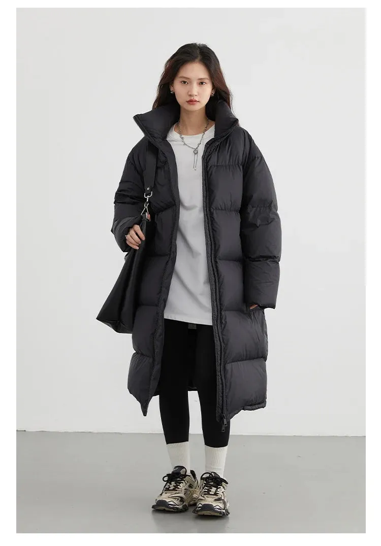 Warm Chic Long Thick Puffer Jacket Autumn Coat Knee Length Jacket