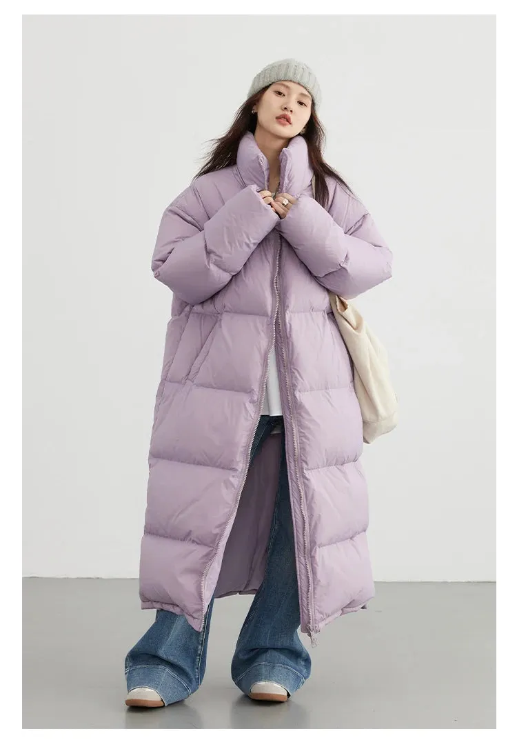 Warm Chic Long Thick Puffer Jacket Autumn Coat Knee Length Jacket