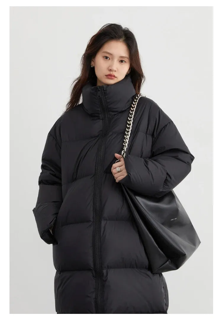Warm Chic Long Thick Puffer Jacket Autumn Coat Knee Length Jacket
