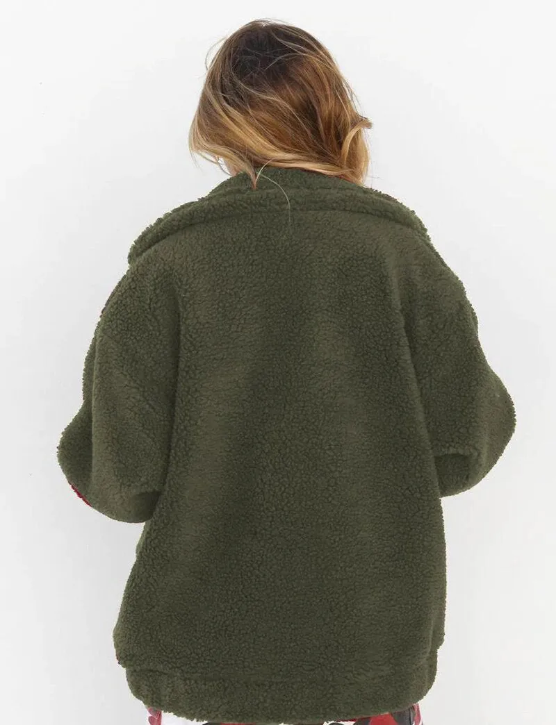 Women's Autumn/Winter Warm Plush Fleece Faux Shearling Fur Jacket