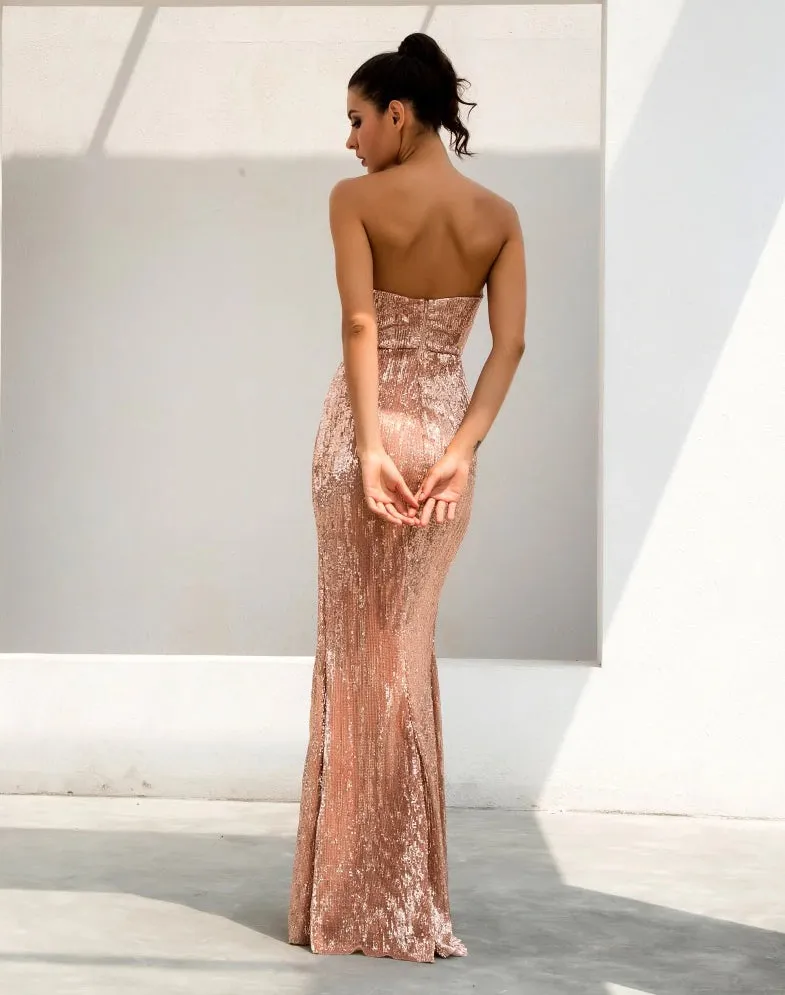 Women's Elastic Sequin Long Sleeveless Dress