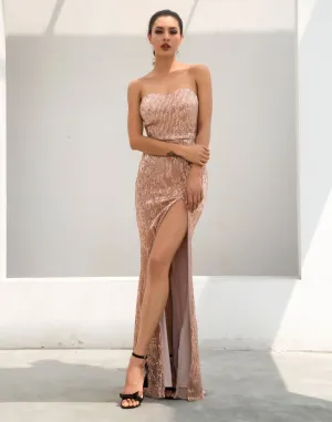 Women's Elastic Sequin Long Sleeveless Dress